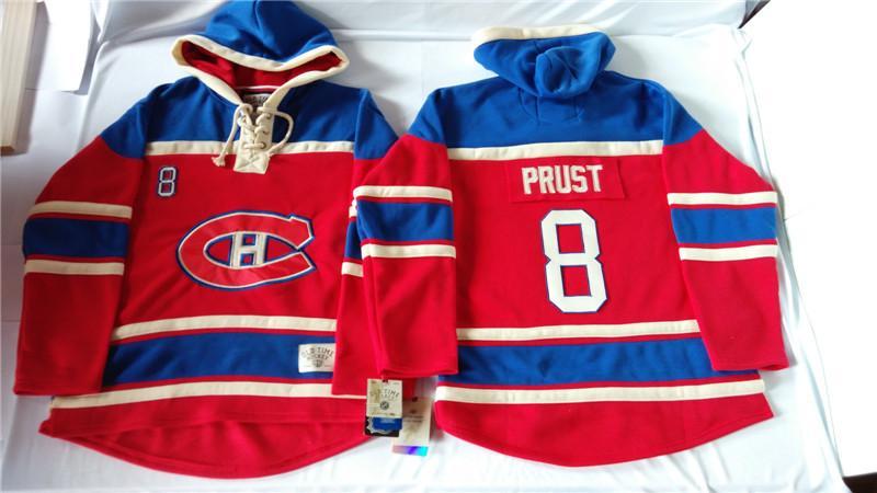 Montreal Canadiens #8 Brandon Prust Red Sawyer Hooded Sweatshirt Stitched NHL Jersey