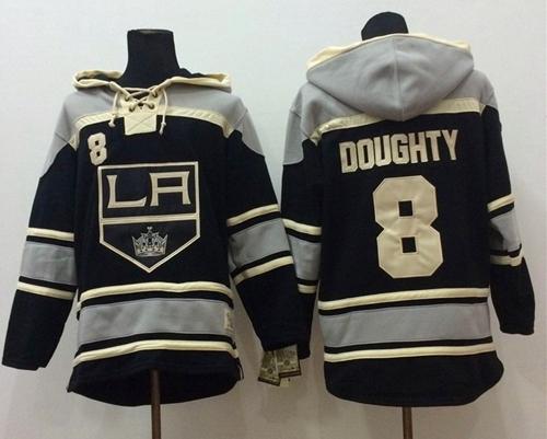 Los Angeles Kings #8 Drew Doughty Black Sawyer Hooded Sweatshirt Stitched NHL Jersey