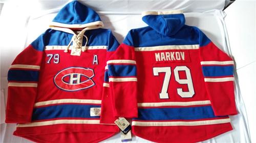 Montreal Canadiens #79 Andrei Markov Red Sawyer Hooded Sweatshirt Stitched NHL Jersey