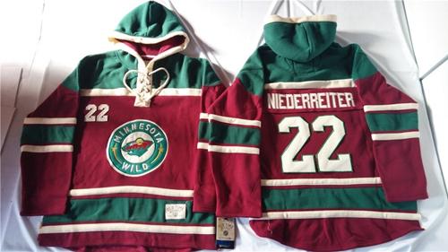 Minnesota Wild #22 Nino Niederreiter Red Sawyer Hooded Sweatshirt Stitched NHL Jersey