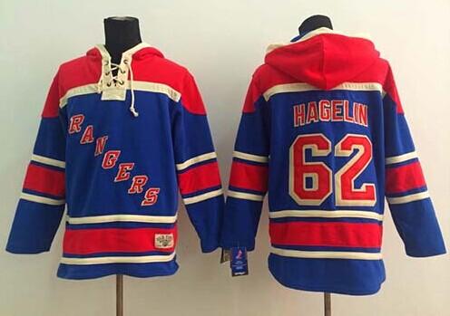 New York Rangers #62 Carl Hagelin Blue Sawyer Hooded Sweatshirt Stitched NHL Jersey