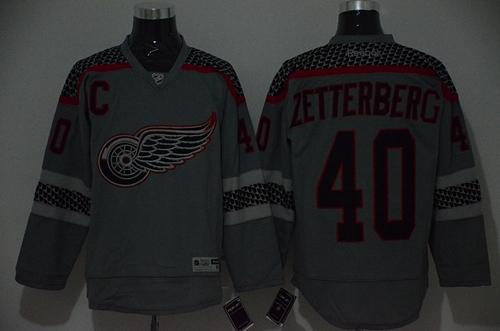 Detroit Red Wings #40 Henrik Zetterberg Charcoal Cross Check Fashion Stitched NHL Jersey