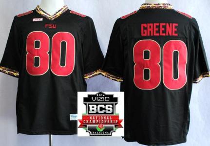 Florida State Seminoles (FSU) 80 Rashad Greene Black College Football NCAA Jerseys 2014 Vizio BCS National Championship Game Patch