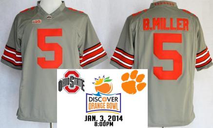 Ohio State Buckeyes 5 Braxton Miller Grey College Football Limited NCAA Jerseys 2014 Discover Orange Bowl Game Patch