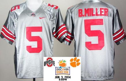 Ohio State Buckeyes 5 Braxton Miller Grey College Football NCAA Jerseys 2014 Discover Orange Bowl Game Patch