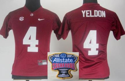 Women Alabama Crimson Tide T.J Yeldon Red College Football NCAA Jersey 2014 All State Sugar Bowl Game Patch