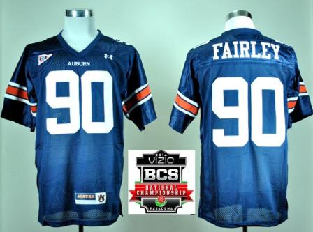 Auburn Tigers 90 Nick Fairley Navy Blue College Football NCAA Jerseys 2014 Vizio BCS National Championship Game Patch