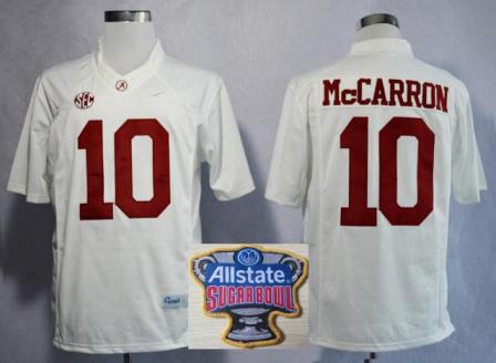 Alabama Crimson Tide 10 A.J McCarron White Limited College Football NCAA Jerseys 2014 All State Sugar Bowl Game Patch