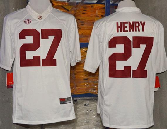 Alabama Crimson Tide 27 Derrick Henry White NCAA Football Jerseys