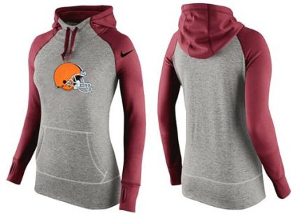 Women's Nike Cleveland Browns Performance Hoodie Grey & Red_3