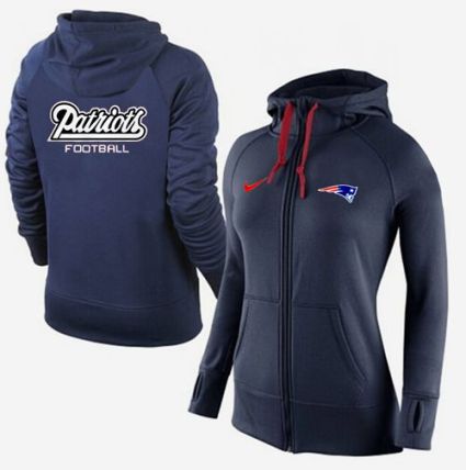 Women's Nike New England Patriots Full-Zip Performance Hoodie Dark Blue