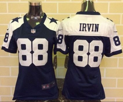 Women's Nike Cowboys #88 Michael Irvin Navy Blue Thanksgiving Throwback NFL Jerseys