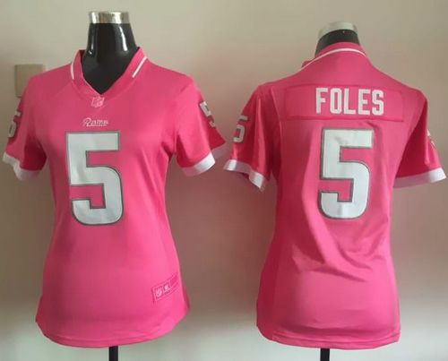 Women's Nike Rams #5 Nick Foles Pink Stitched NFL Jerseys