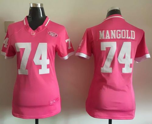 Women's Nike Jets #74 Nick Mangold Pink Stitched NFL Jerseys