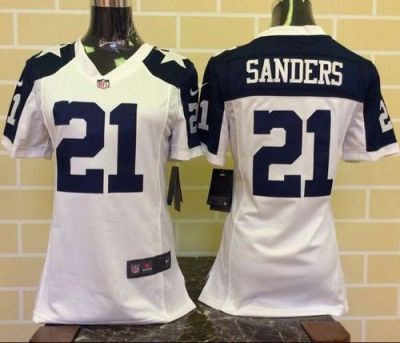 Women's Nike Cowboys #21 Deion Sanders White Thanksgiving Throwback NFL Jerseys