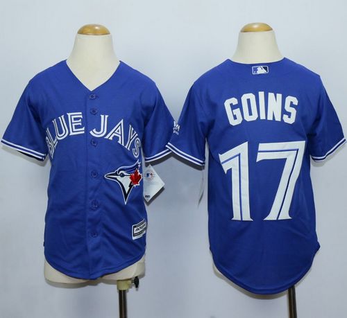 Youth Blue Jays #17 Ryan Goins Blue Cool Base Stitched Baseball Jerseys