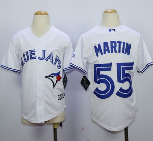 Youth Blue Jays #55 Russell Martin White Cool Base Stitched Baseball Jerseys