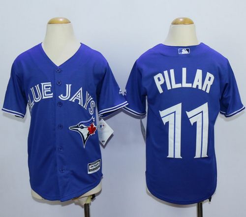 Youth Blue Jays #11 Kevin Pillar Blue Cool Base Stitched Baseball Jerseys