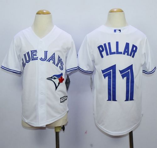 Youth Blue Jays #11 Kevin Pillar White Cool Base Stitched Baseball Jerseys