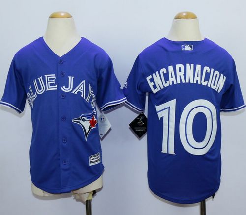 Youth Blue Jays #10 Edwin Encarnacion Blue Cool Base Stitched Baseball Jerseys