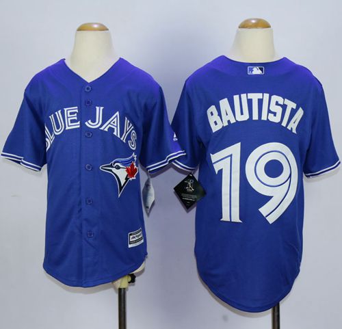 Youth Blue Jays #19 Jose Bautista Blue New Cool Base Stitched Baseball Jersey