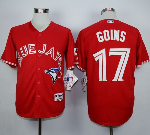 Blue Jays #17 Ryan Goins Red Canada Day Stitched Baseball Jersey