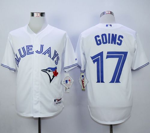 Blue Jays #17 Ryan Goins White Cool Base Stitched Baseball Jersey