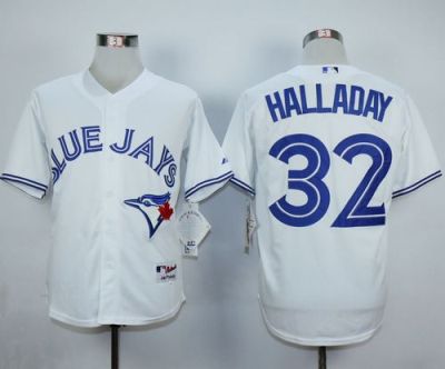 Blue Jays #32 Roy Halladay White Cool Base Stitched Baseball Jersey