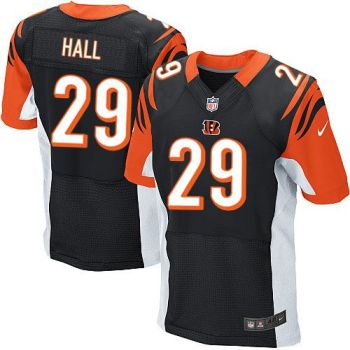 Nike Bengals #29 Leon Hall Black Team Color Men's Stitched NFL Elite Jersey