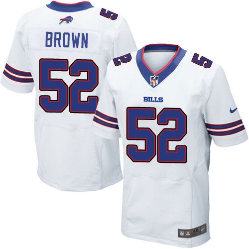 Nike Bills #52 Preston Brown White Men's Stitched NFL Elite Jersey