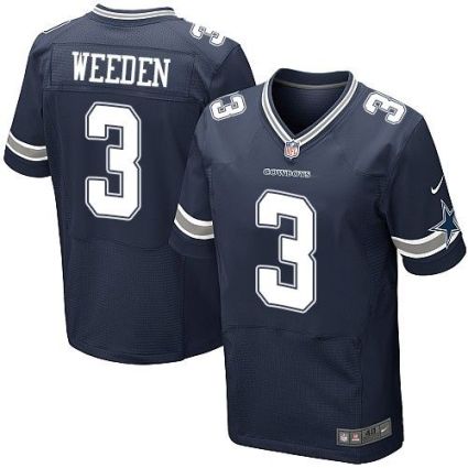 Nike Cowboys #3 Brandon Weeden Navy Blue Team Color Men's NFL Elite Jerseys