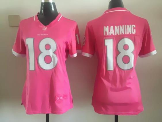 Women's Nike Broncos #18 Peyton Manning 2015 Pink Bubble Gum NFL Jersey
