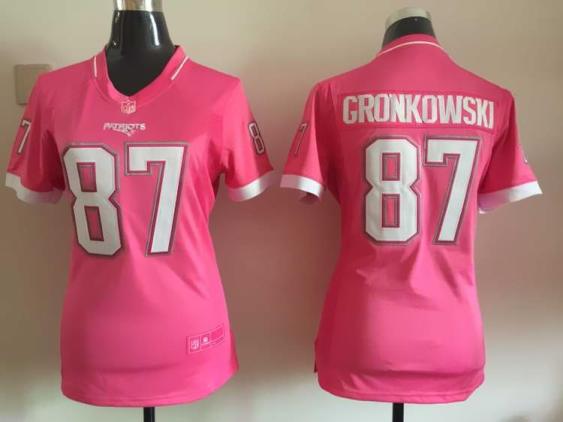 Women's Nike New England Patriots #87 Rob Gronkowski 2015 Pink Bubble Gum NFL Jersey