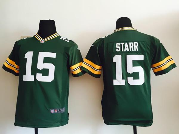 Youth Nike Green Bay Packers 15 Bart Starr Green Stitched NFL Jersey