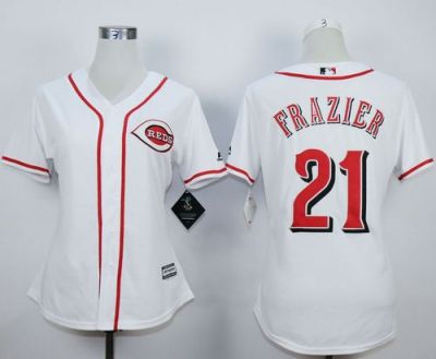 Women's Reds #21 Todd Frazier White Home Stitched Baseball Jersey
