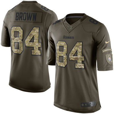 Nike Pittsburgh Steelers #84 Antonio Brown Green Salute To Service Limited NFL Jersey