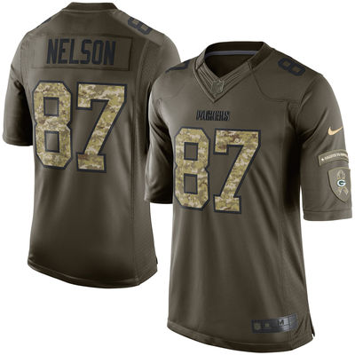 Nike Green Bay Packers #87 Jordy Nelson Green Salute To Service Limited NFL Jersey