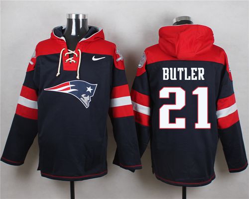 Nike New England Patriots #21 Malcolm Butler Navy Blue Player Pullover NFL Hoodie