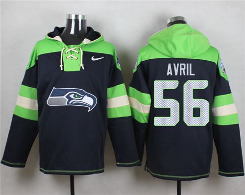 Nike Seattle Seahawks #56 Cliff Avril Steel Blue Player Pullover NFL Hoodie