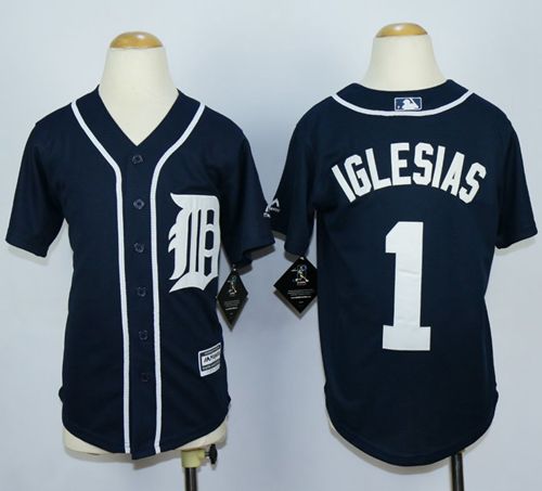 Youth Tigers #1 Jose Iglesias Navy Blue Cool Base Stitched MLB Jersey