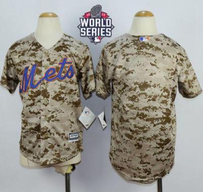 Youth New York Mets Blank Camo Alternate Cool Base W 2015 World Series Patch Stitched MLB Jersey