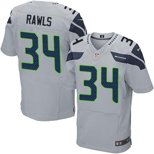 Nike Seattle Seahawks #34 Thomas Rawls Grey Alternate Men's Stitched NFL Elite Jersey