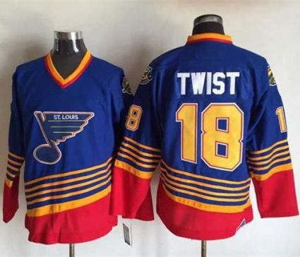 St.Louis Blues #18 Tony Twist Light Blue Red CCM Throwback Stitched NHL Jersey