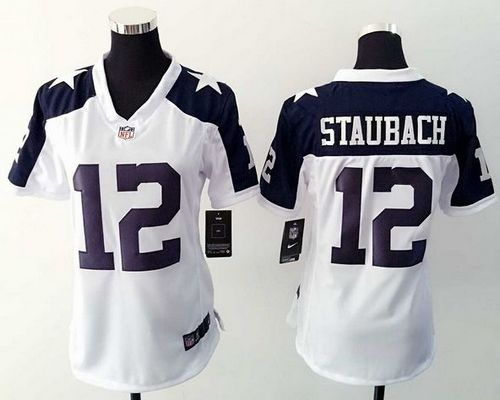 Women Nike Cowboys #12 Roger Staubach White Thanksgiving Throwback Stitched NFL Elite Jersey