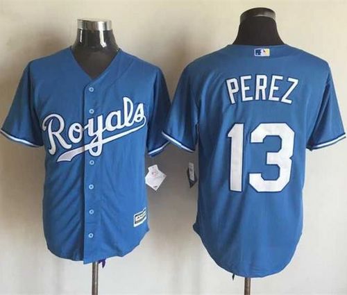 Kansas City Royals #13 Salvador Perez Light Blue Alternate 1 New Cool Base Stitched MLB Jersey