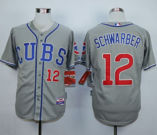Chicago Cubs #12 Kyle Schwarber Grey Cool Base Stitched MLB Jersey