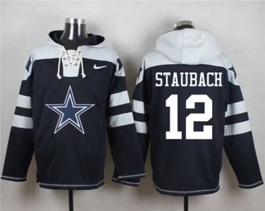 Nike Dallas Cowboys #12 Roger Staubach Navy Blue Player Pullover NFL Hoodie
