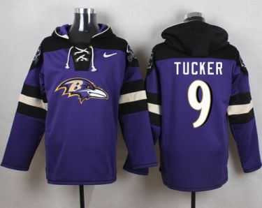 Nike Baltimore Ravens #9 Justin Tucker Purple Player Pullover NFL Hoodie