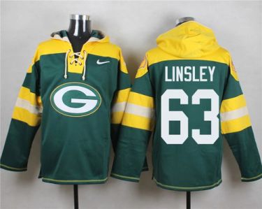 Nike Green Bay Packers #63 Corey Linsley Green Player Pullover NFL Hoodie