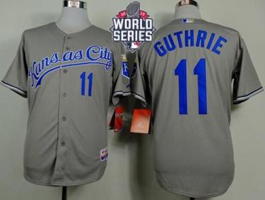 Royals #11 Jeremy Guthrie Grey Cool Base W 2015 World Series Patch Stitched Baseball Jersey